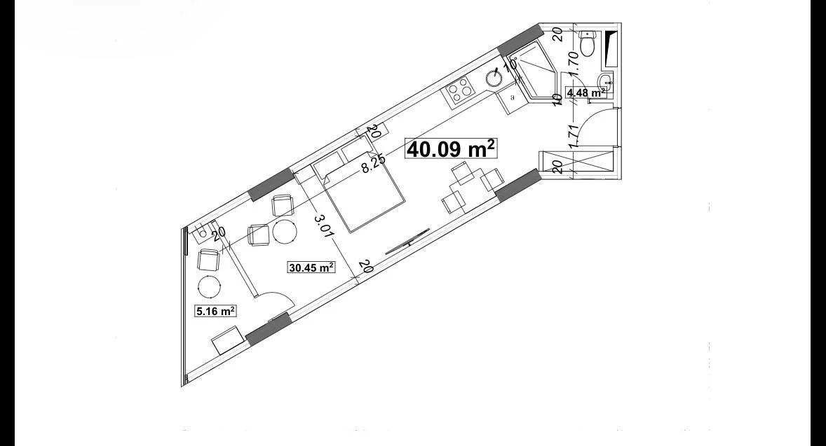 1 комната, 40,09 м² в Optima Residence — изображение 2