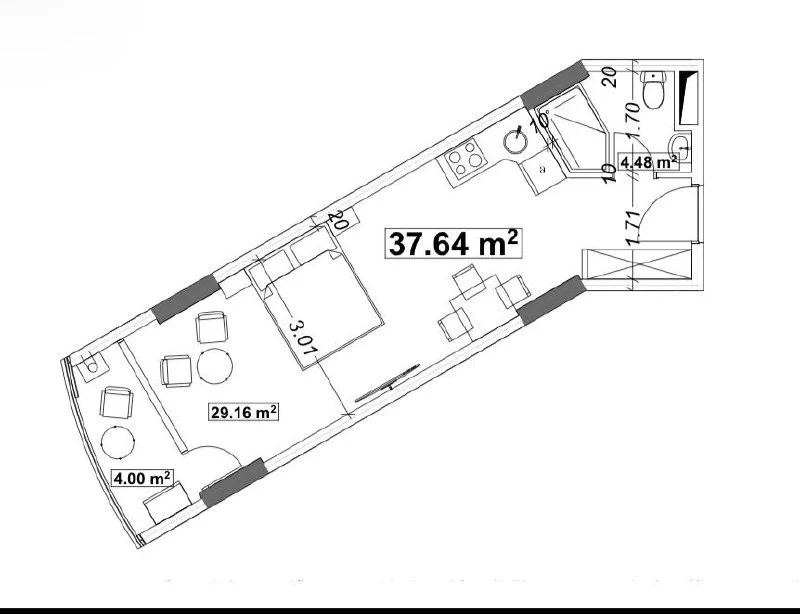 1 комната, 37,6 м² в Optima Residence — изображение 2